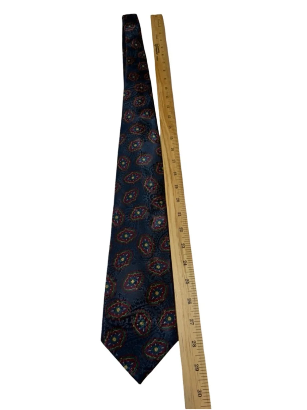 John Weitz Polyester Tie Blue Medallion Geometric Classic Vintage